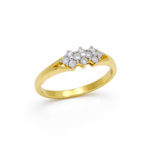 18K Yellow Gold Engagement Cluster Ring | Natural Diamond Triple Floral Motif | Classic Bridal Jewelry - Ring