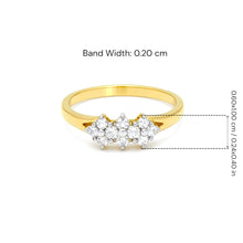 18K Yellow Gold Engagement Cluster Ring | Natural Diamond Triple Floral Motif | Classic Bridal Jewelry - Ring