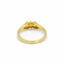 18K Yellow Gold Engagement Cluster Ring | Natural Diamond Triple Floral Motif | Classic Bridal Jewelry - Ring