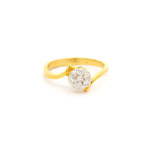 18K Yellow Gold Engagement Floral Cluster Ring | Natural Diamond Swirl Motif | Solitaire Center Bridal Elegance - Ring