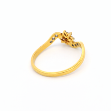 18K Yellow Gold Floral Cluster Ring | Natural Diamond Twisted Swirl Love Motif | Timeless Bridal jewelry - Ring