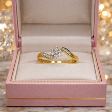 18K Yellow Gold Floral Cluster Ring | Natural Diamond Twisted Swirl Love Motif | Timeless Bridal jewelry - Ring