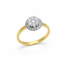 18K Yellow Gold Halo Illusion Wedding Ring | Natural Diamond Round Cluster Sunburst Design | Classic Jewelry - Ring