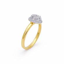 18K Yellow Gold Halo Illusion Wedding Ring | Natural Diamond Round Cluster Sunburst Design | Classic Jewelry - Ring