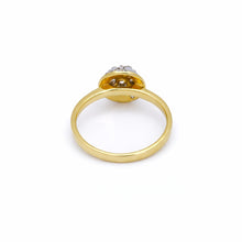 18K Yellow Gold Halo Illusion Wedding Ring | Natural Diamond Round Cluster Sunburst Design | Classic Jewelry - Ring