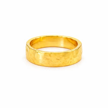 18K Yellow Gold Hammered Ring | Textured Handmade | Unisex Statement Wedding Band | Modern Minimal Style - Ring