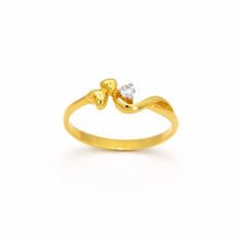 18K Yellow Gold Heart Solitaire Ring | Natural Diamond Dual Heart Swirl Motif | Romantic Promise Gift for Her - Ring