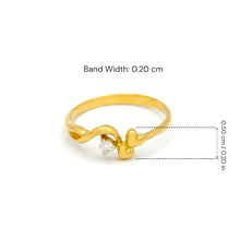 18K Yellow Gold Heart Solitaire Ring | Natural Diamond Dual Heart Swirl Motif | Romantic Promise Gift for Her - Ring