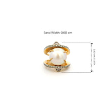 18K Yellow Gold Mabe Pearl and Natural Diamond Cocktail Ring | Bold Sculptural Crossover Statement Jewelry - Ring