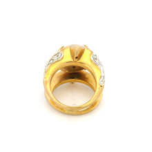 18K Yellow Gold Mabe Pearl and Natural Diamond Cocktail Ring | Bold Sculptural Crossover Statement Jewelry - Ring