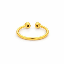 18K Yellow Gold Modern Cuff Ring | Bezel-Set Black and White Duo Diamond | Elegant Stackable Style - Ring