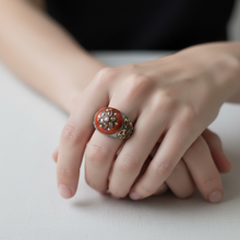 18K Yellow Gold Mughal Meenakari Ring | Rose-Cut Polki Diamond | Handcrafted Indian Heritage Statement Jewelry - Ring