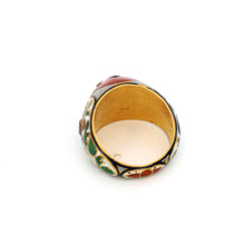 18K Yellow Gold Mughal Meenakari Ring | Rose-Cut Polki Diamond | Handcrafted Indian Heritage Statement Jewelry - Ring