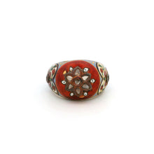 18K Yellow Gold Mughal Meenakari Ring | Rose-Cut Polki Diamond | Handcrafted Indian Heritage Statement Jewelry - Ring