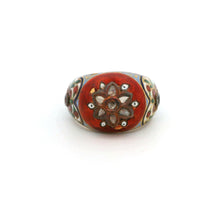 18K Yellow Gold Mughal Meenakari Ring | Rose-Cut Polki Diamond | Handcrafted Indian Heritage Statement Jewelry - Ring