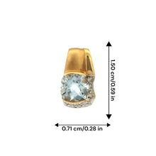 18K Yellow Gold Natural Diamond & Aquamarine Solitaire Pendant | Modern Bezel-Set March Birthstone Design - Pendant