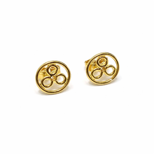 18K Yellow Gold Natural Diamond & Citrine Geometric Pendant and Earrings Set | Open Frame Fine Jewelry - Pendant