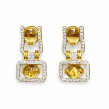 18K Yellow Gold Natural Diamond & Citrine Geometric Pendant and Earrings Set | Open Frame Fine Jewelry - Pendant