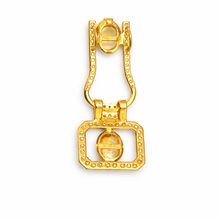 18K Yellow Gold Natural Diamond & Citrine Geometric Pendant and Earrings Set | Open Frame Fine Jewelry - Pendant