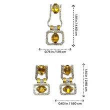 18K Yellow Gold Natural Diamond & Citrine Geometric Pendant and Earrings Set | Open Frame Fine Jewelry - Pendant