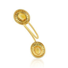 18K Yellow Gold Natural Diamond & Citrine Pendant and Earrings Set | Oval Halo Statement Fine Jewelry - Pendant Earring