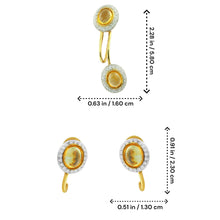 18K Yellow Gold Natural Diamond & Citrine Pendant and Earrings Set | Oval Halo Statement Fine Jewelry - Pendant Earring
