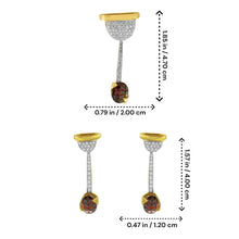18K Yellow Gold Natural Diamond & Garnet Pendant & Earrings Set | Semi-Circular Pavé Top | Modern Jewelry - Pendant
