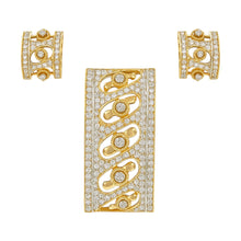 18K Yellow Gold Pendant Earring with Diamond Natural Contemporary Geometric Jewellery Set - Pendant Earring Set