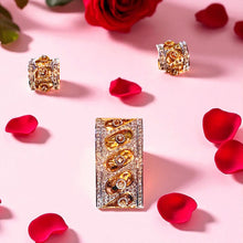 18K Yellow Gold Pendant Earring with Diamond Natural Contemporary Geometric Jewellery Set - Pendant Earring Set
