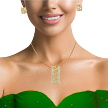 18K Yellow Gold Pendant Earring with Diamond Natural Contemporary Geometric Jewellery Set - Pendant Earring Set