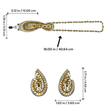 18K Yellow Gold Natural Diamond & Green Tourmaline Necklace & Earrings Set | Paisley Pavé Halo Design - Necklace