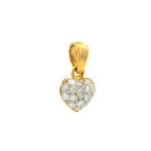 18K Yellow Gold Natural Diamond Heart Pendant | Pavé Romantic April Birthstone Jewelry - Pendant