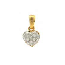 18K Yellow Gold Natural Diamond Heart Pendant | Pavé Romantic April Birthstone Jewelry - Pendant
