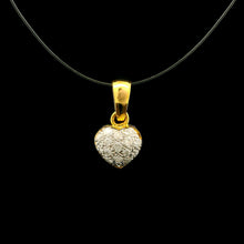 18K Yellow Gold Natural Diamond Heart Pendant | Pavé Romantic April Birthstone Jewelry - Pendant