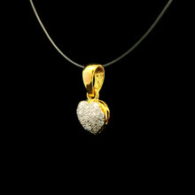 18K Yellow Gold Natural Diamond Heart Pendant | Pavé Romantic April Birthstone Jewelry - Pendant