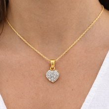 18K Yellow Gold Natural Diamond Heart Pendant | Pavé Romantic April Birthstone Jewelry - Pendant