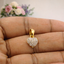 18K Yellow Gold Natural Diamond Heart Pendant | Pavé Romantic April Birthstone Jewelry - Pendant