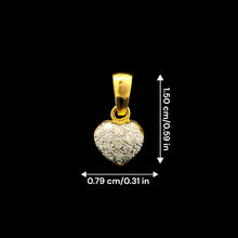 18K Yellow Gold Natural Diamond Heart Pendant | Pavé Romantic April Birthstone Jewelry - Pendant