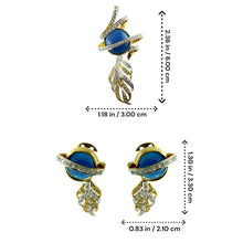18K Yellow Gold | Natural Diamond & Lapis Lazuli Pendant & Earrings Set | Blue Cabochon Statement Jewelry - Pendant