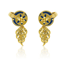 18K Yellow Gold | Natural Diamond & Lapis Lazuli Pendant & Earrings Set | Blue Cabochon Statement Jewelry - Pendant