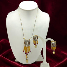 18K Yellow Gold Natural Diamond & Mix Gemstone Tassel Necklace & Earrings Set | Chandelier Jewelry - Necklace Earring