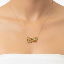 18K Yellow Gold Natural Diamond & Multi-Color Sapphire Floral Cluster Pendant | Contemporary Design - Pendant