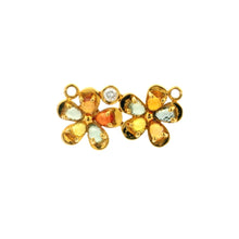 18K Yellow Gold Natural Diamond & Multi-Color Sapphire Floral Cluster Pendant | Contemporary Design - Pendant