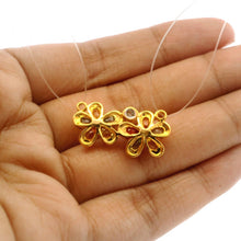 18K Yellow Gold Natural Diamond & Multi-Color Sapphire Floral Cluster Pendant | Contemporary Design - Pendant