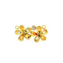 18K Yellow Gold Natural Diamond & Multi-Color Sapphire Floral Cluster Pendant | Contemporary Design - Pendant