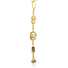 18K Yellow Gold | Natural Diamond & Multi Tourmaline Linear Drop Pendant & Earrings Set | Circular Pavé Link Detail