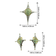 18K Yellow Gold Natural Diamond & Paraiba Tourmaline Starburst Pendant & Earrings Set | Compass Motif Jewelry - Pendant