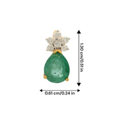 18K Yellow Gold Natural Diamond & Pear-Shaped Emerald Drop Pendant | Classic Cluster May Birthstone Jewelry - Pendant