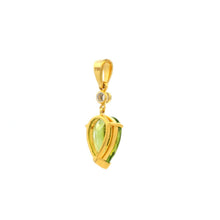 18K Yellow Gold Natural Diamond & Pear-Shaped Peridot Drop Pendant | Timeless Gemstone Jewelry - Pendant