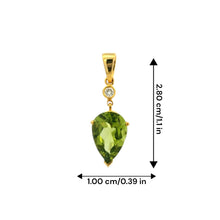 18K Yellow Gold Natural Diamond & Pear-Shaped Peridot Drop Pendant | Timeless Gemstone Jewelry - Pendant
